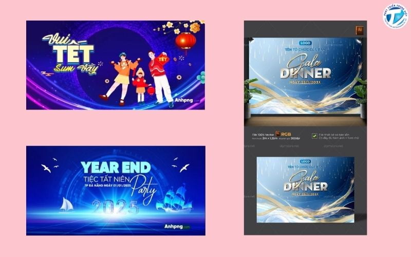 Mẫu băng rôn tất niên ngoài trời, sân khấu lớn